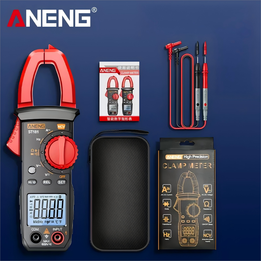 Aneng PN200 Цифровой зажим MELTIMER MULTIMETER AMMETER 4000 CONTS DC/AC 600A ТЕКА TECARTAGE CAR CAR HZ емкость NCV Тест OHM